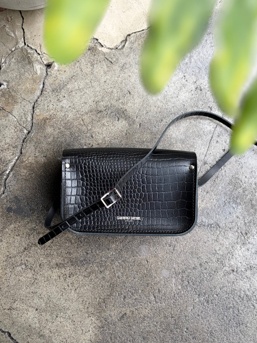 CAMBRIDGE SATCHEL 】THE MINI - ONE BUCKLE - / Black (Croc-Embossed