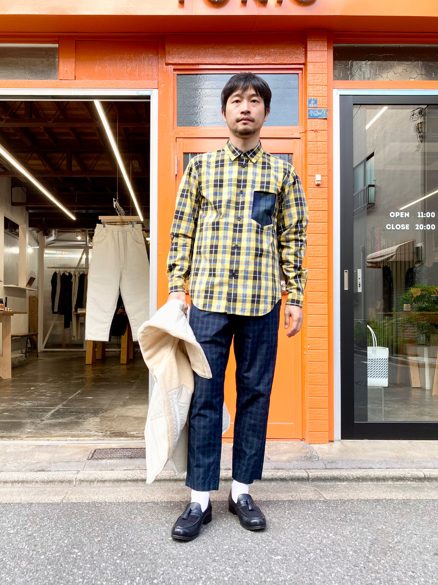 【biscuithead / ビスケットヘッド】INVERTED PLEATS SHIRT / Yellow Tartan – TOKIS