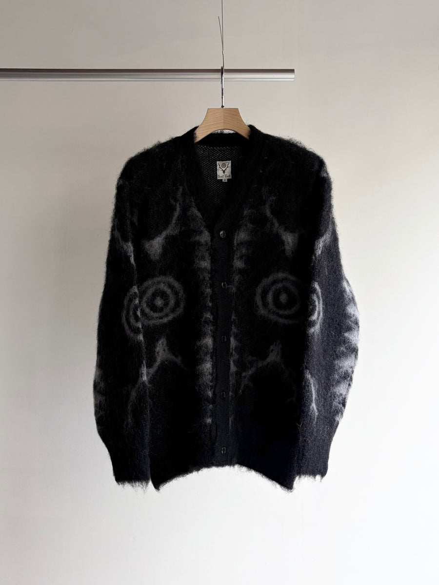 South2 West8 】V-NECK CARDIGAN SWEATER - SKULL&TARGET - / Black