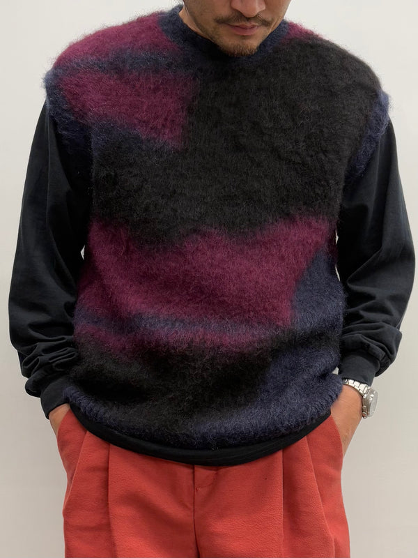 【 BLUE BLUE JAPAN 】シャギーグラデーション ニットベスト / Dark Navy