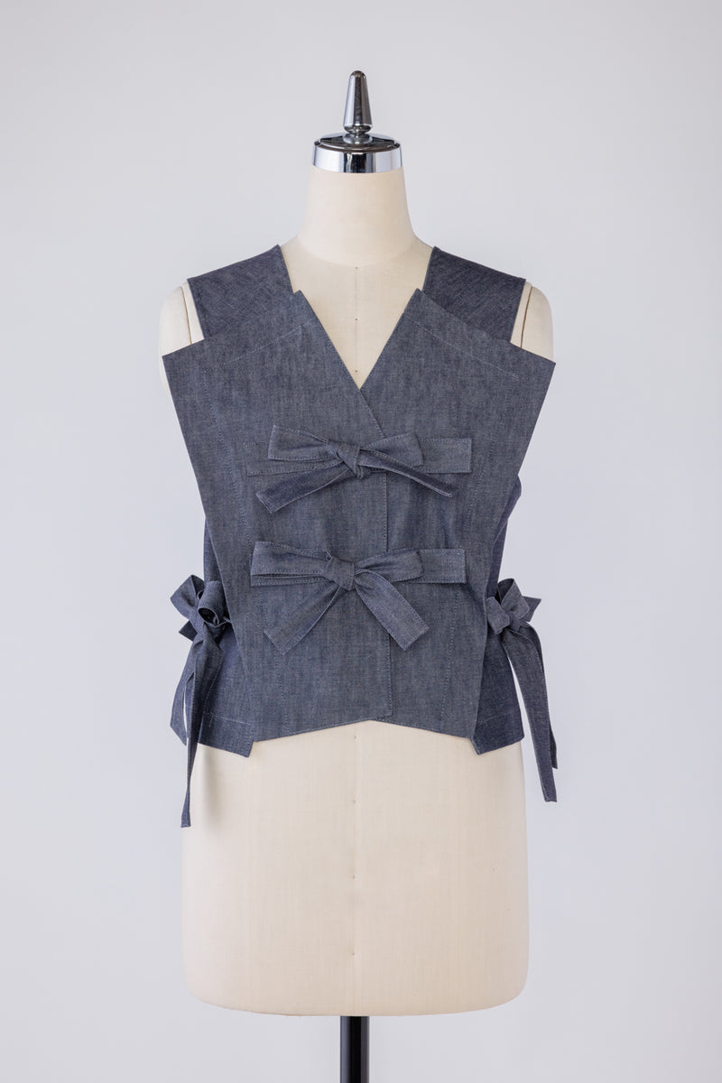 RURI W. / ルリ】OBI RIBBON VEST / Blue Denim – TOKIS
