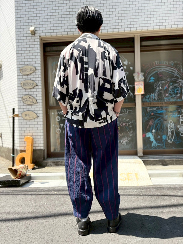 【m's braque】HAREM PANTS / Navy × Bordeaux Stripe