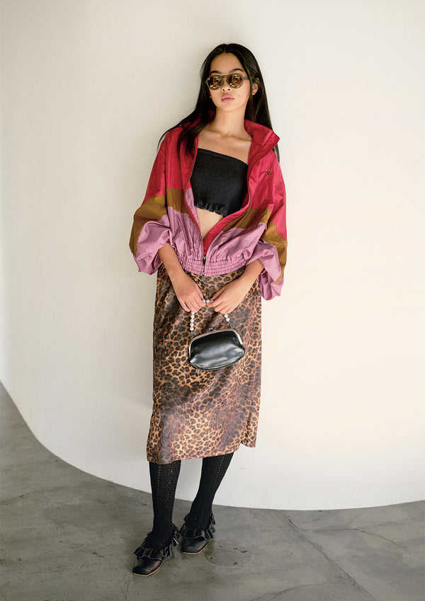 【 RhodolirioN 】PENCIL SKIRT - LEOPARD PRINT VELVET - / Leopard