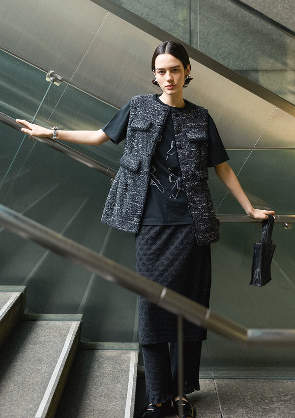 【 RhodolirioN 】PENCIL PANT - CUT WORK - / Black