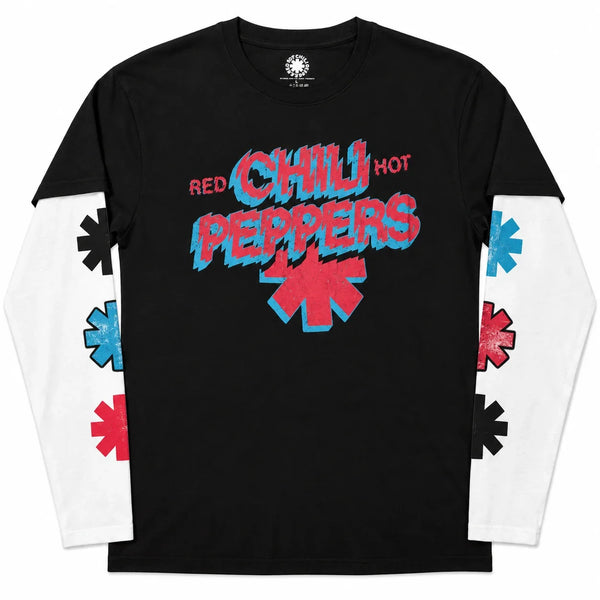 【 GRAPHIC WEAR & GOODS 】LAYERED L-S TEE " RED HOT CHILI PEPPERS " / Black × White