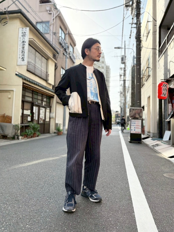 【frank leder / フランクリーダー】WASHED LINEN×COTTON BOMBER JACKET  / Black