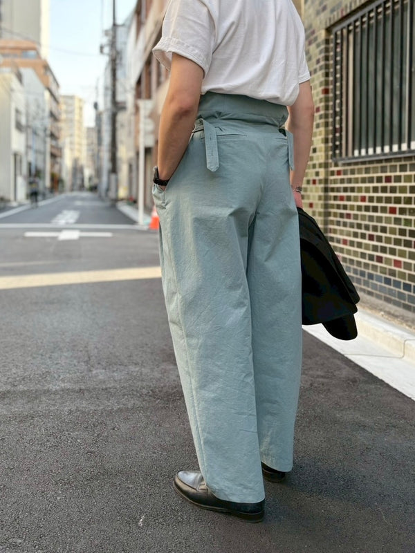 【frank leder / フランクリーダー】WASHED COTTON 2TUCK TROUSERS - WITH ADJUSTER - / Lt. Blue