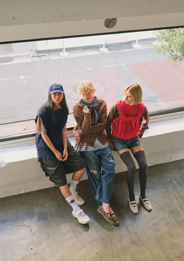 【 RhodolirioN 】CONVERTIBLE KNIT SWEATER - BOILED KNIT - / Red