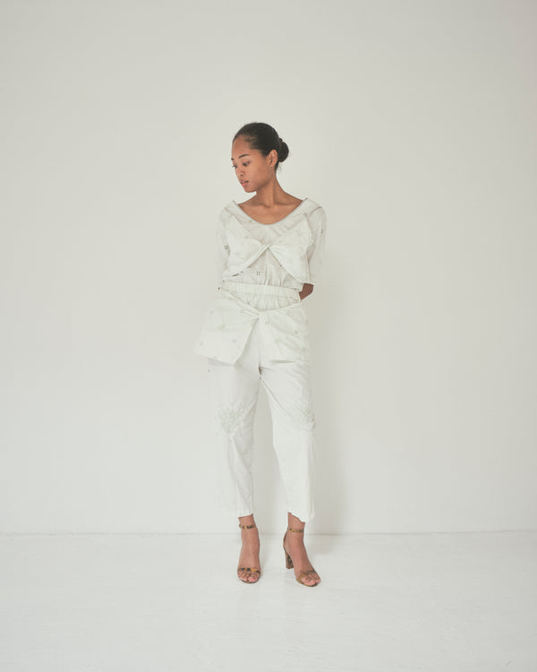 【 RIVER 】EMBROIDERED LAYERED TOP / Mint