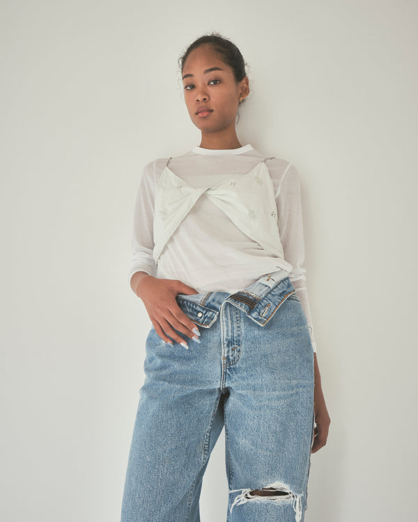 【 RIVER 】EMBROIDERED LAYERED TOP / Black
