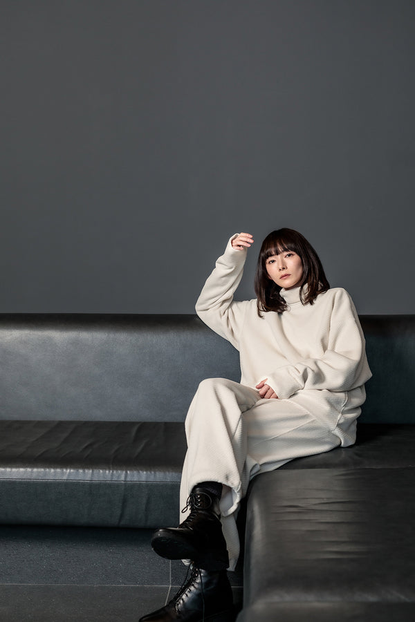 【CURLY】MOLLE YARN TWILL KNIT WIDE PANTS / Ivory