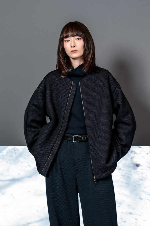 【CURLY】MOLLE YARN TWILL KNIT WIDE PANTS / Navy