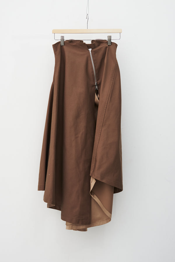【 BIFURCATUM 】WRAP SKIRT - PLAIN - / Brown