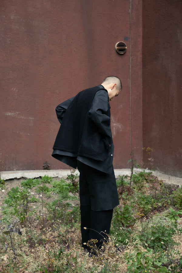 【 HORTENSE 】WOOL FLEECE VEST / Black