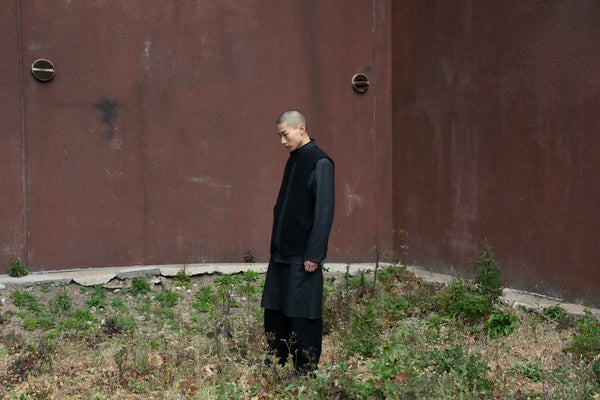 【 HORTENSE 】WOOL FLEECE VEST / Black