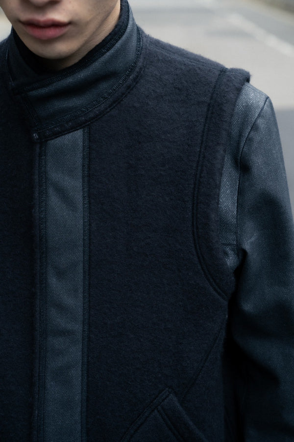 【 HORTENSE 】WOOL FLEECE VEST / Black