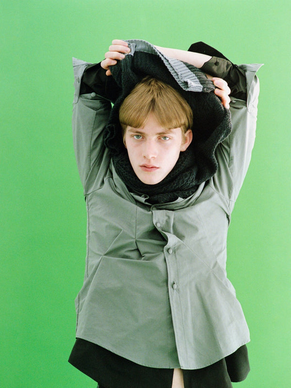 【 HOMMENA 】CRUMPED SHIRT / Green