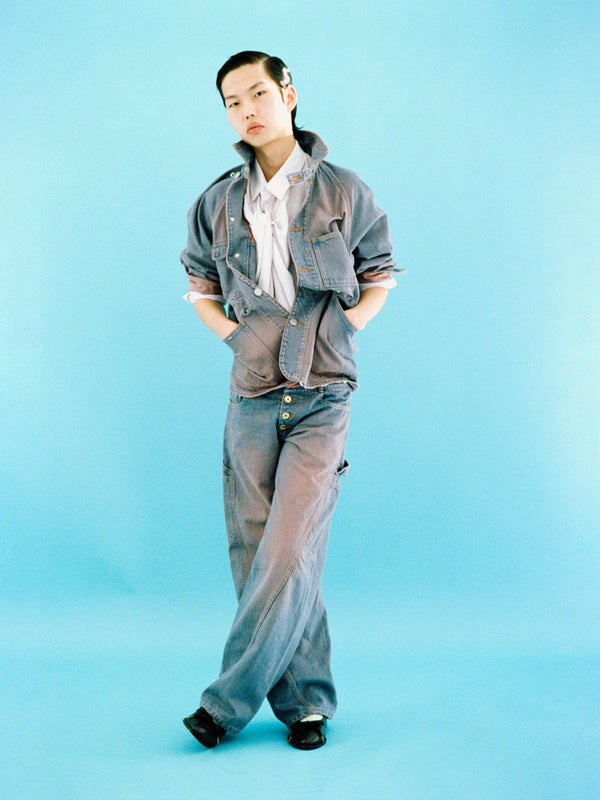 【 HOMMENA 】CRUMPED DENIM JACKET / Pink