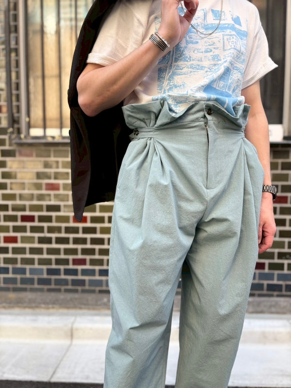 【frank leder / フランクリーダー】WASHED COTTON 2TUCK TROUSERS - WITH ADJUSTER - / Lt. Blue