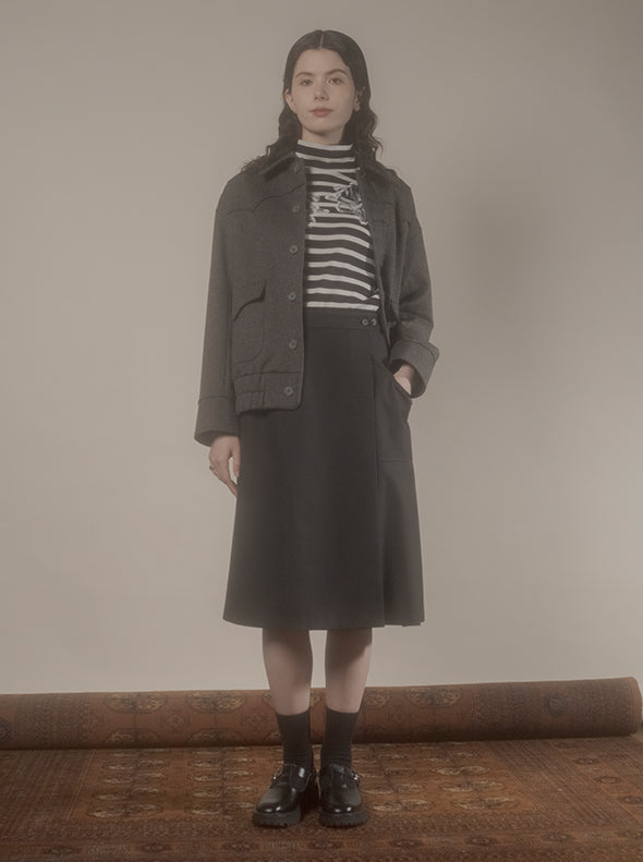 【RURI W. / ルリ】MELANGE YOKE BLOUSON / Charcoal Brown