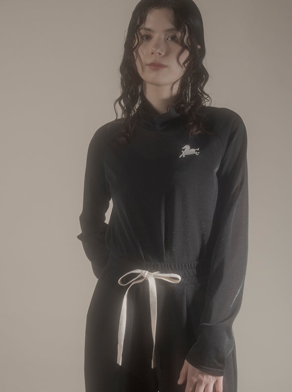 【RURI W. / ルリ】INTERLOCK TUCKED TROUSERS / Black