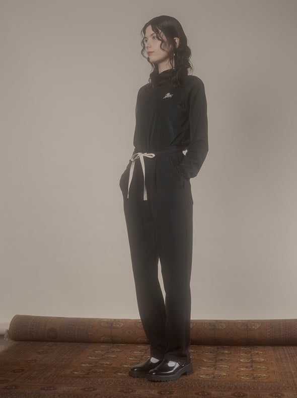 【RURI W. / ルリ】INTERLOCK TUCKED TROUSERS / Black