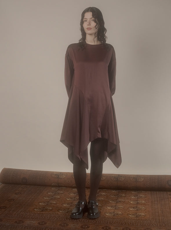 【RURI W. / ルリ】ASYMMETRIC HEM SHORT DRESS  / Bordeaux
