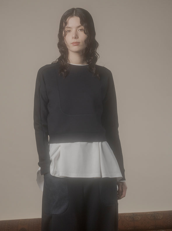 【RURI W. / ルリ】ROUND PANEL SWEAT TOP / Navy