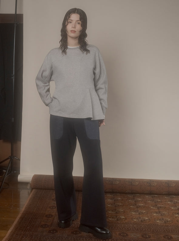 【RURI W. / ルリ】TUCKED WAIST CREW / Grey