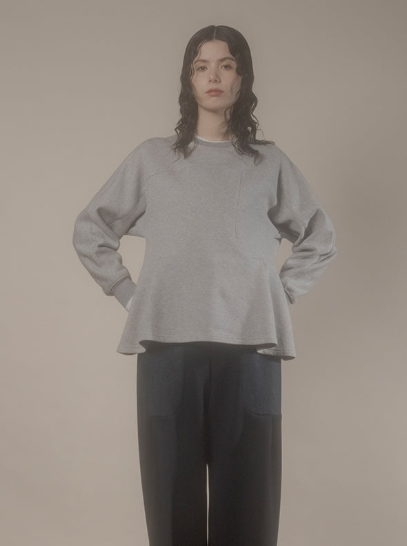 【RURI W. / ルリ】TUCKED WAIST CREW / Grey