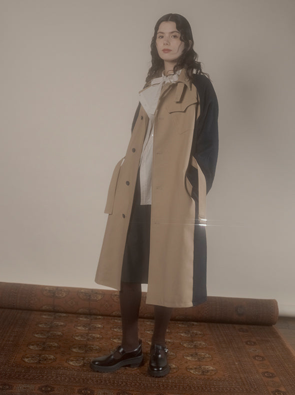 【RURI W. / ルリ】MILITARY SPLICED COAT / Beige × Navy