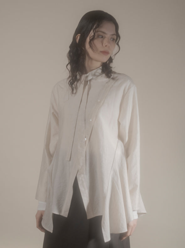 【RURI W. / ルリ】BOW TIE FLARE SHIRT / Ivory