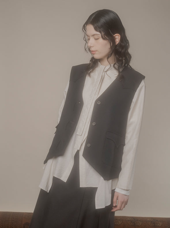 【RURI W. / ルリ】FLAP POKCKET WAISTCOAT / Chocolate Brown