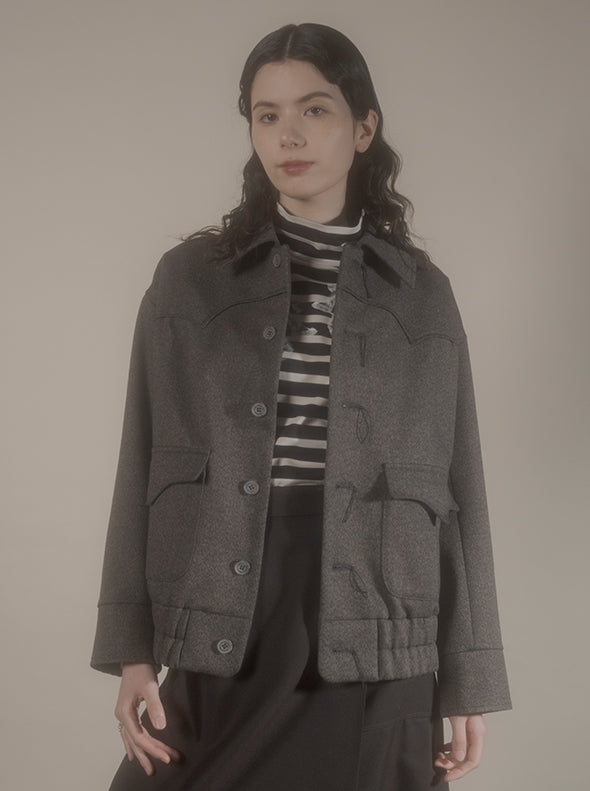 【RURI W. / ルリ】MELANGE YOKE BLOUSON / Charcoal Brown
