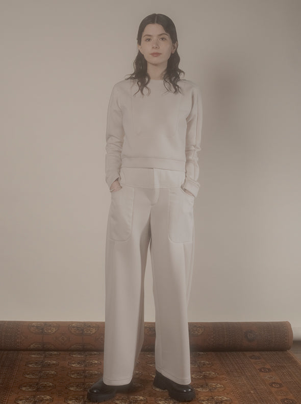 【RURI W. / ルリ】ROUND PANEL SWEAT TOP / Ivory