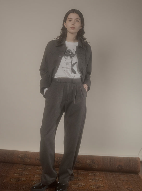 【RURI W. / ルリ】MELANGE TROUSERS / Charcoal Brown
