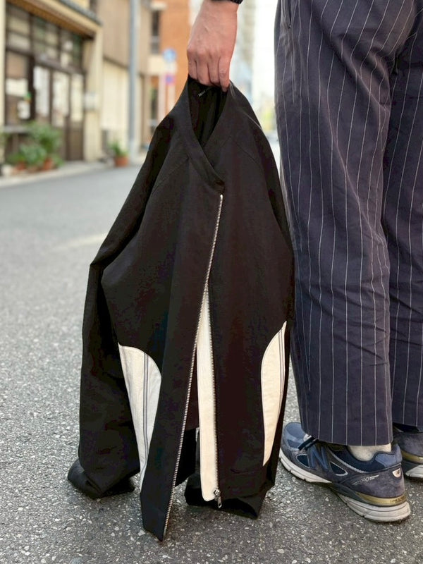 【frank leder / フランクリーダー】WASHED LINEN×COTTON BOMBER JACKET  / Black