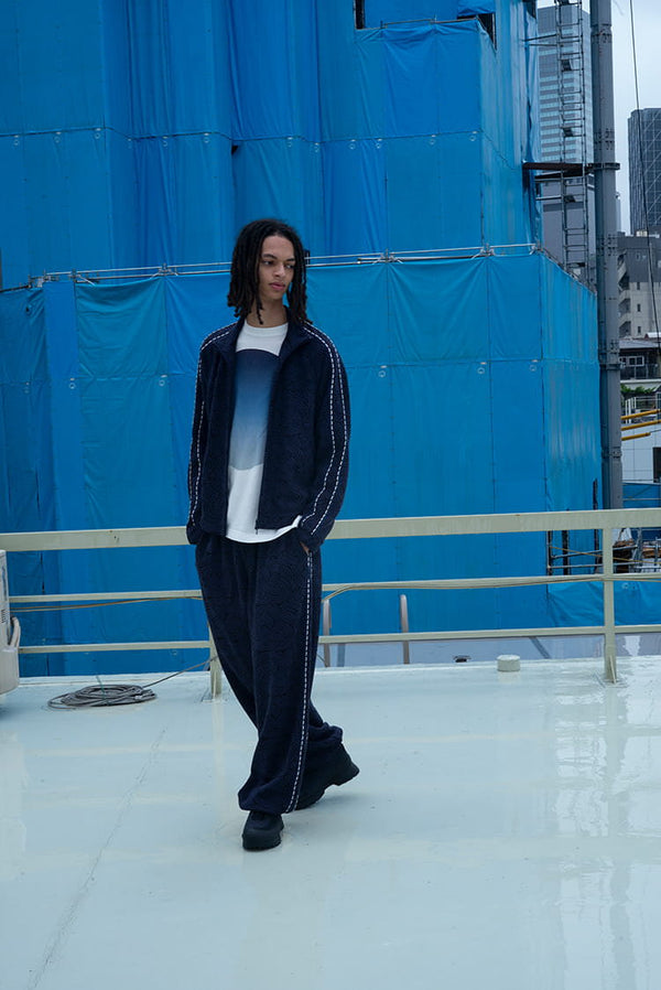 【 BLUE BLUE JAPAN 】ミズヒキニットジャカード トラックジャケット / Dark Navy