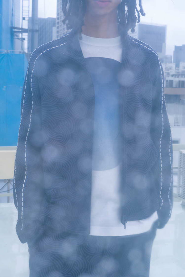 【 BLUE BLUE JAPAN 】ミズヒキニットジャカード トラックジャケット / Dark Navy