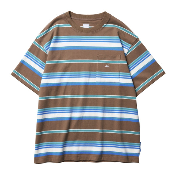 【Liberaiders】MULTI STRIPE POCKET TEE / BROWN