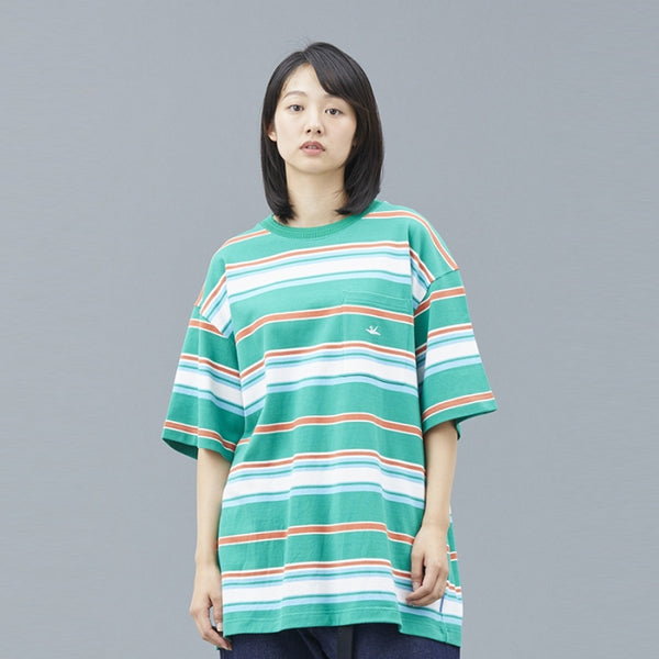 【Liberaiders】MULTI STRIPE POCKET TEE / GREEN