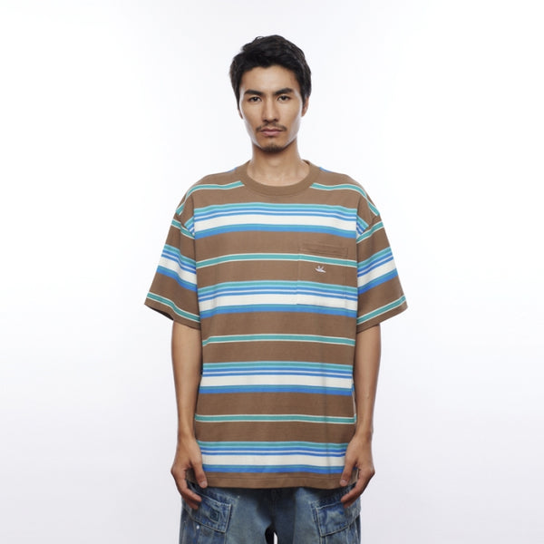 【Liberaiders】MULTI STRIPE POCKET TEE / BROWN