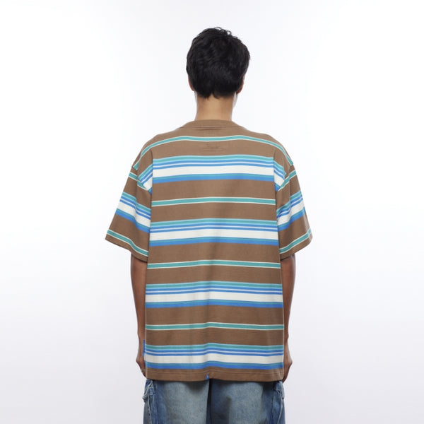 【Liberaiders】MULTI STRIPE POCKET TEE / BROWN