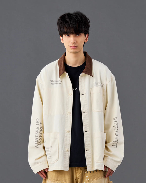 【Liberaiders】HANDWRITING PRINT COVERALL / WHITE