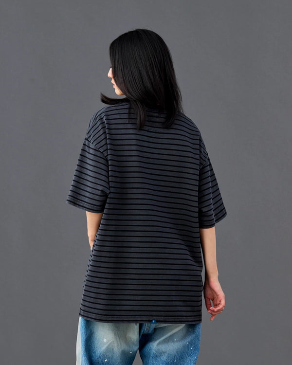 【 Liberaiders 】PIGMENT DYED STRIPED S/S SHIRT / Black