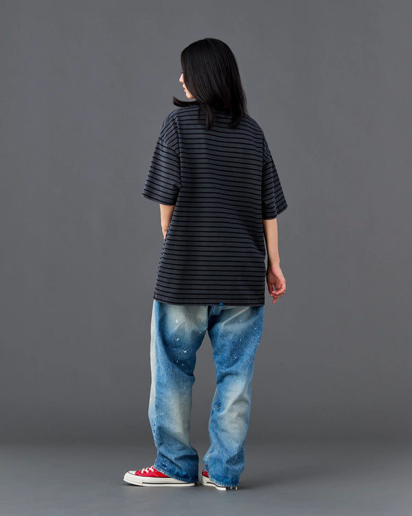 【 Liberaiders 】PIGMENT DYED STRIPED S/S SHIRT / Black