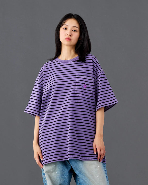 【 Liberaiders 】PIGMENT DYED STRIPED S/S SHIRT / Purple