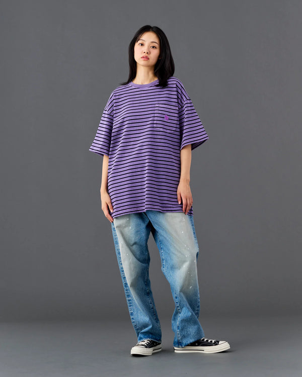【 Liberaiders 】PIGMENT DYED STRIPED S/S SHIRT / Purple