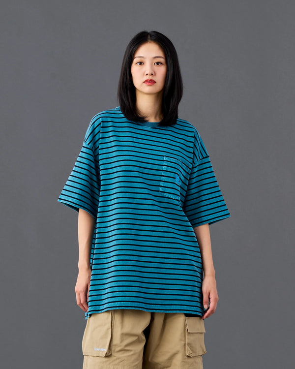 【 Liberaiders 】PIGMENT DYED STRIPED S/S SHIRT / Blue