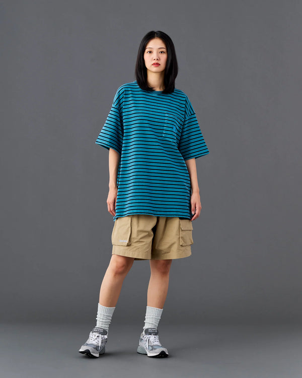 【 Liberaiders 】PIGMENT DYED STRIPED S/S SHIRT / Blue